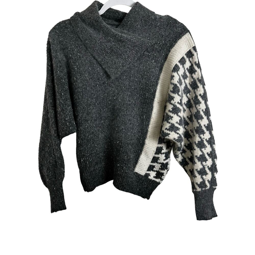 Vintage IB Diffusion Silk Angora Blend Sweater Houndstooth Color Block Size M